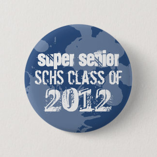 Blue ink splatter school senior class of grunge 2 inch round button