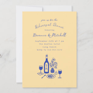 Blue Ink Whimsical Hand Drawn Rehearsal Dinner Invitation