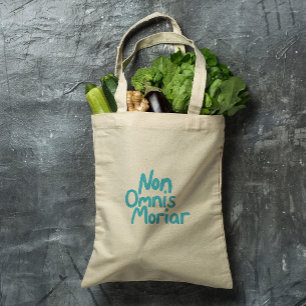 Blue inked Hand-lettered Ancient Latin Quote Tote Bag