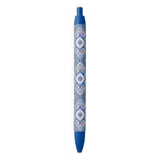 Blue Inked Pen with Ukrainian Embroidery
