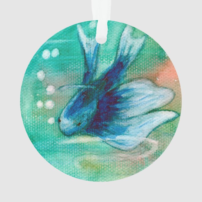 Blue Inky Betta Fish Ornament (Back)