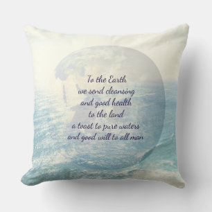 Blue Inspirational Earth blessing Throw Pillow