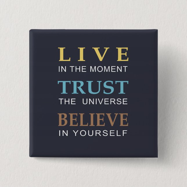Blue Inspirational Modern Typography 2 Inch Square Button (Front)
