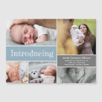 Blue Introducing baby boy Photo collage