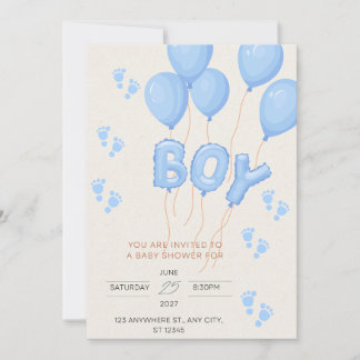 Blue invitation card for a boy