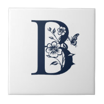 blue invitatione letter B simple