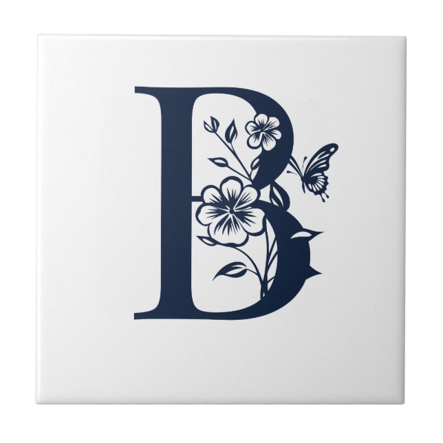 blue invitatione letter B simple  Tile (Front)