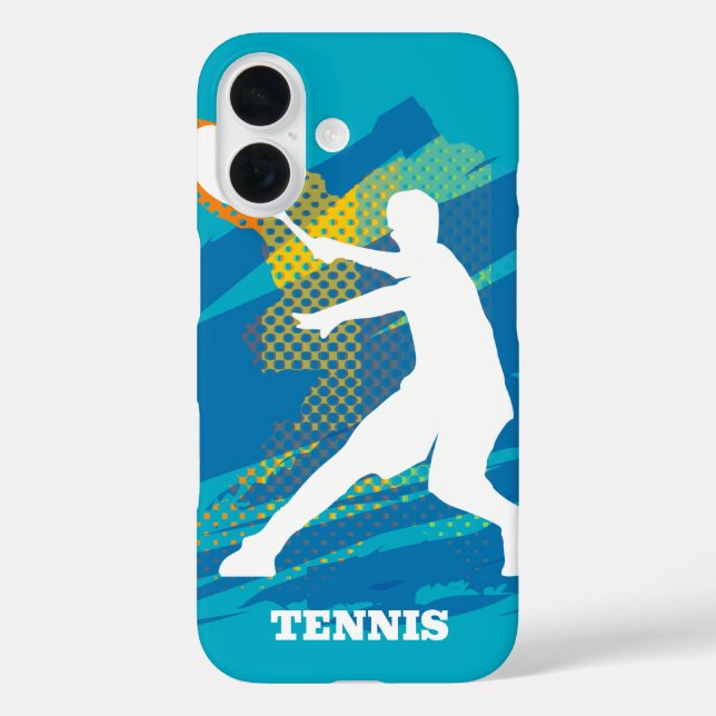 Blue Iphone 16 coque avec silhouette du joueur de  (Verso)