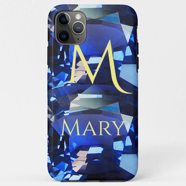 Blue iPhone case faceted Gemstone Sapphire (Back)