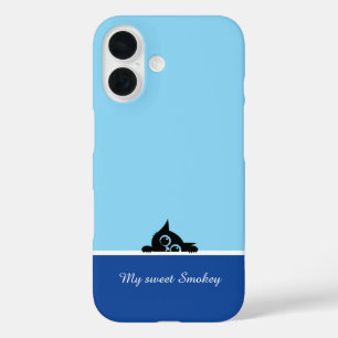Blue iPhone Case with Cute Kitten Design