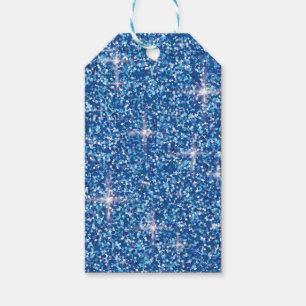 Blue iridescent glitter gift tags