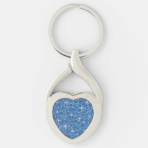 Blue iridescent glitter keychain