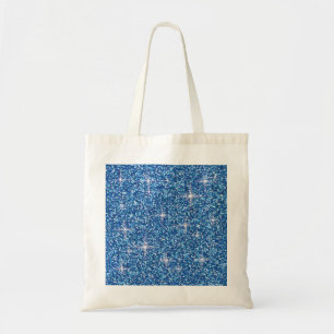 Blue iridescent glitter tote bag