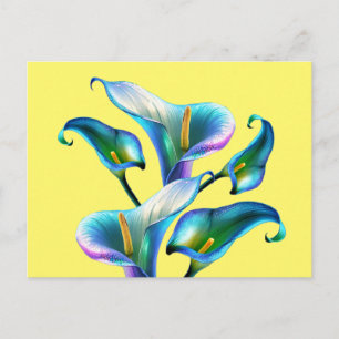 Blue Iridescent Holographic Calla Lilies Postcard