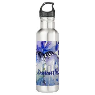 Blue Iris Art floral Watercolor Flower Womans 710 Ml Water Bottle