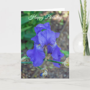 Blue iris birthday card