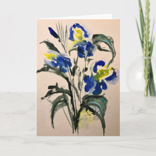 Blue Iris - Blank inside greeting card