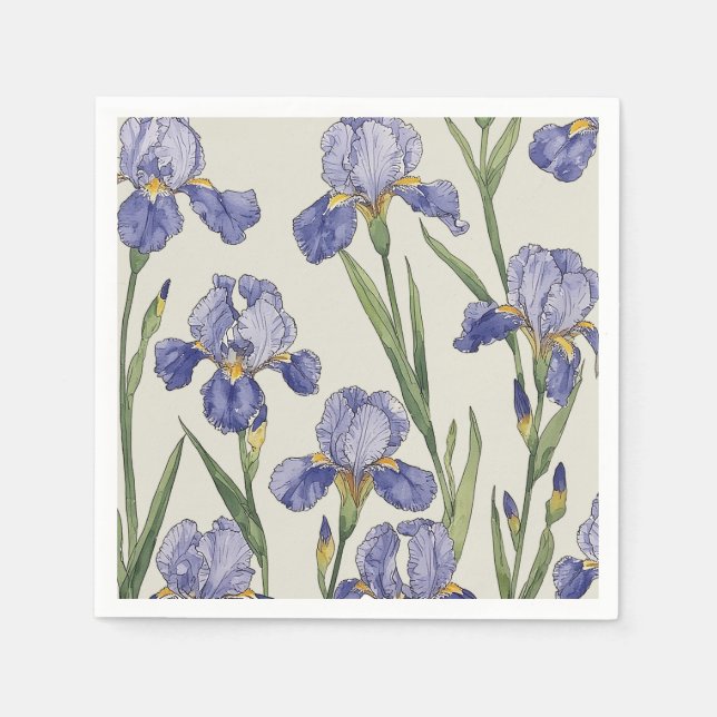 Blue Iris Blossoms Napkin (Front)
