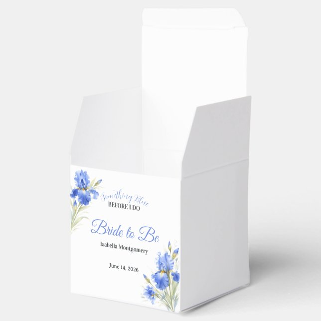 Blue Iris Bride to Be Something Blue Bridal Shower Favor Box (Opened)
