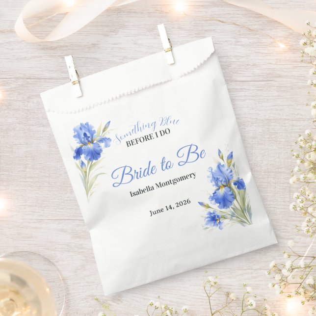 Blue Iris Bride to Be Something Blue Bridal Shower Favour Bag (Clipped)