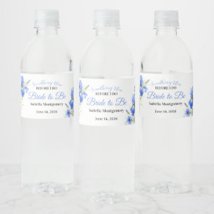 Blue Iris Bride to Be Something Blue Bridal Shower Water Bottle Label