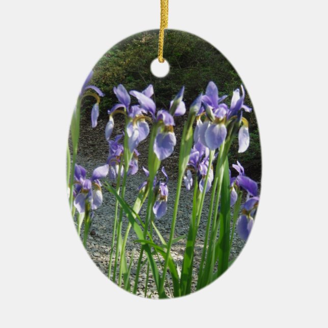 Blue Iris Ceramic Ornament (Front)