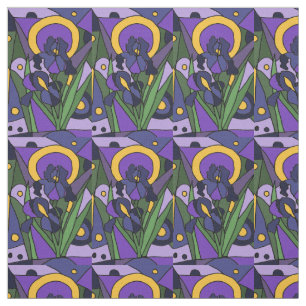 Blue Iris Floral Abstract Fabric