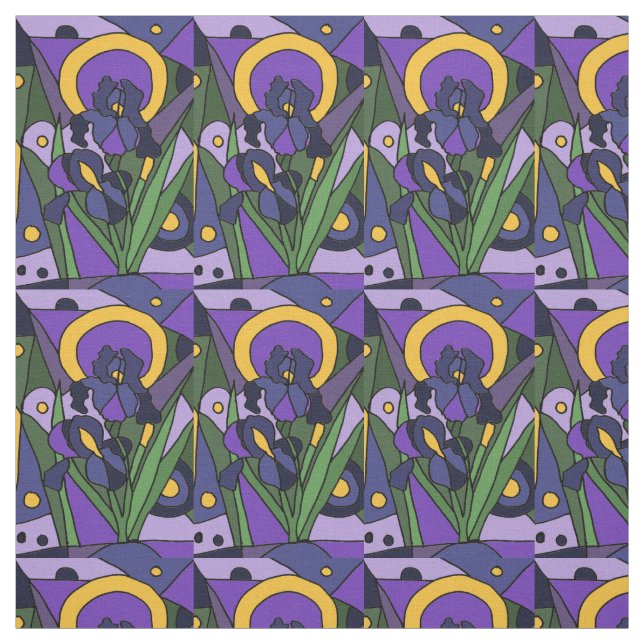 Blue Iris Floral Abstract Fabric (Swatch)