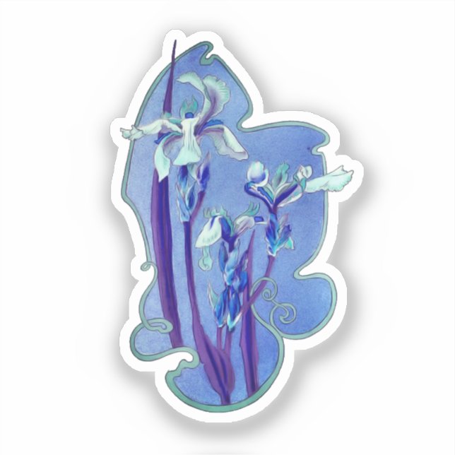 Blue Iris Floral Art  (Front)