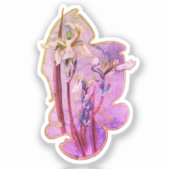 Blue Iris Floral Art Distressed  (Front)
