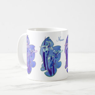 Blue Iris Floral Art Personalized Coffee Mug