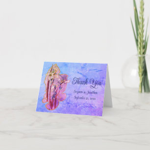 Blue Iris Floral Art Personalized Wedding Thank You Card