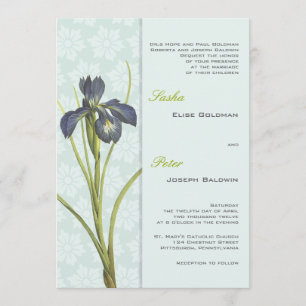 Blue Iris Floral Wedding Invitation 2