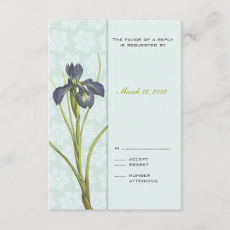Blue Iris Floral Wedding Invitation RSVP 2