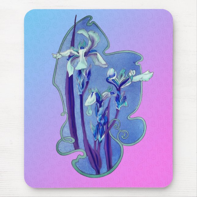 Blue Iris Flower Art Mouse Pad (Front)