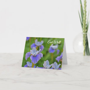 Blue Iris Flower Get Well Soon Card