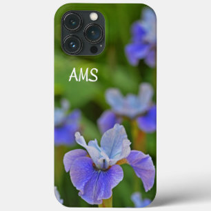 Blue Iris Flower Portrait Personalized Initials  iPhone 13 Pro Max Case