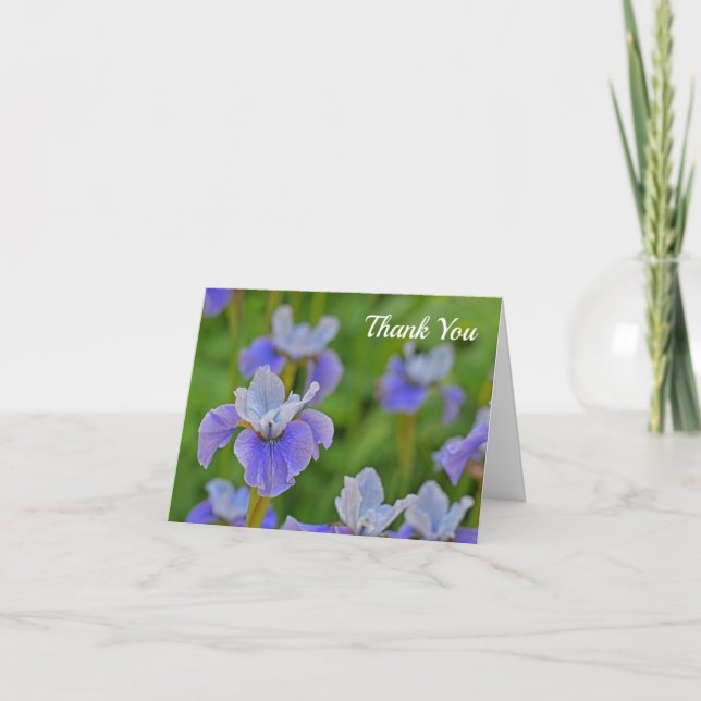 Blue Iris Flower Thank you Greeting Card (Front)