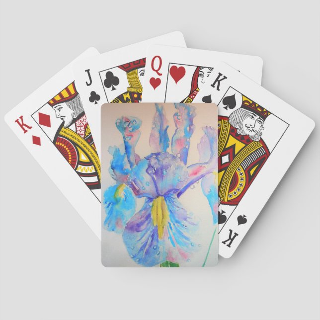 Blue Iris Flower Watercolour Playing Cards Set (Back)
