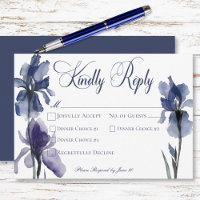 Blue Iris Flowers Modern Wedding Dinner