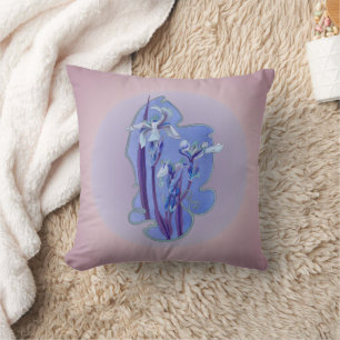 Blue Iris Flowers Throw Pillow