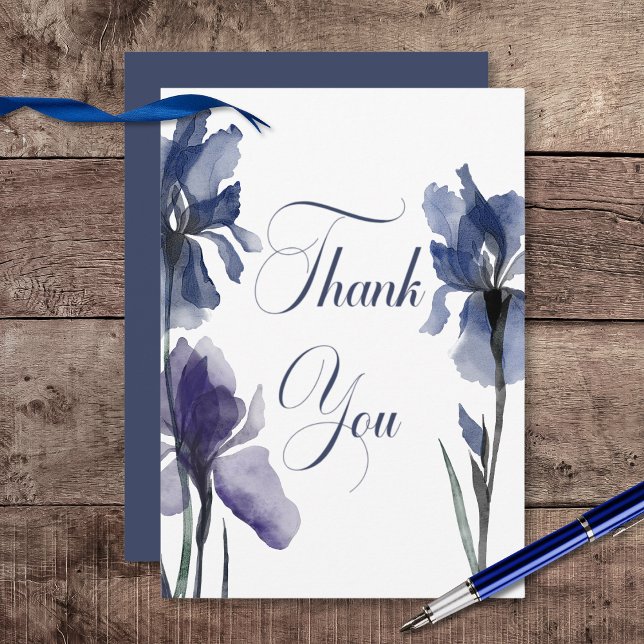 Blue Iris Flowers Wedding Thank You Card (Blue Iris Flowers Wedding Thank You Card)