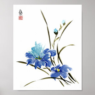 Blue Iris Harmony Poster