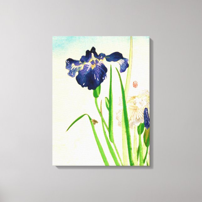 Blue Iris Japanese Watercolor Canvas Print (Front)