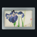 Blue Iris - Japanese watercolor print Belt Buckle<br><div class="desc">Vintage Japanese watercolor sketch of an iris flower - digitally enhanced print</div>