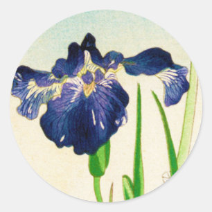 Blue Iris - Japanese watercolor print Classic Round Sticker