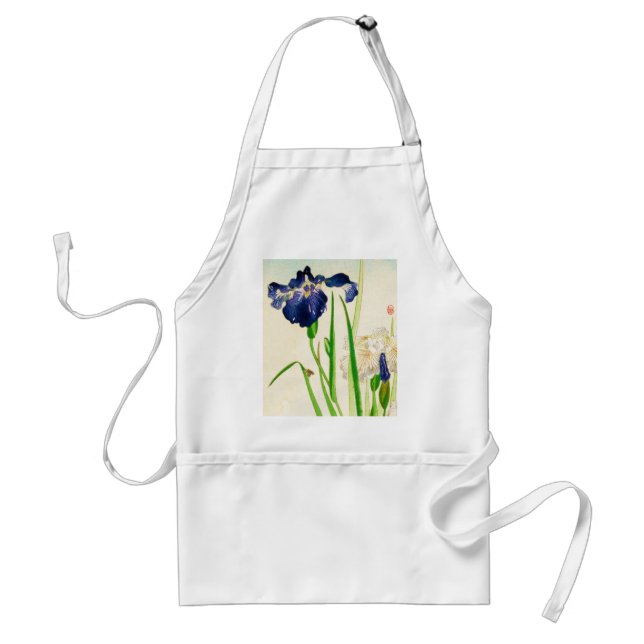Blue Iris - Japanese watercolor print Standard Apron (Front)