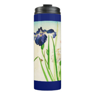 Blue Iris Japanese Watercolor Print Thermal Tumbler