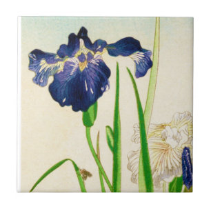 Blue Iris - Japanese watercolor print Tile