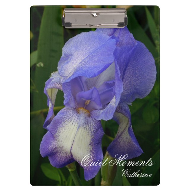 Blue Iris Macro Photo Floral Nature Art Clipboard (Front)